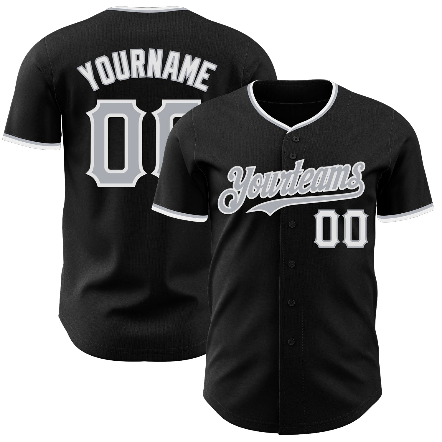 Custom Black Gray-White Authentic Baseball Jersey T-Shirts, Hoodie, Sweatshirt | WearSparks.com (Image 1)