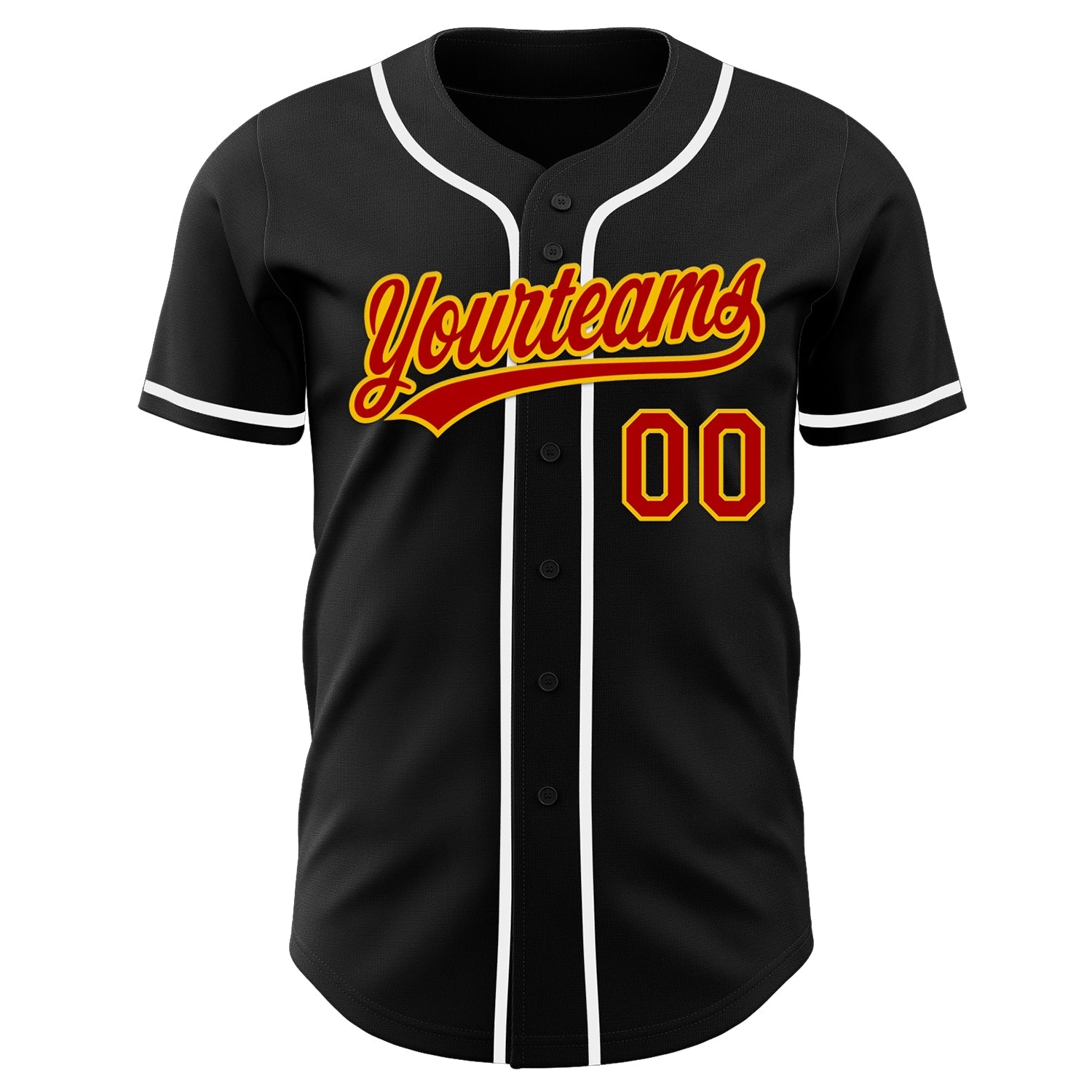 Custom Black Red-Yellow Authentic Baseball Jersey