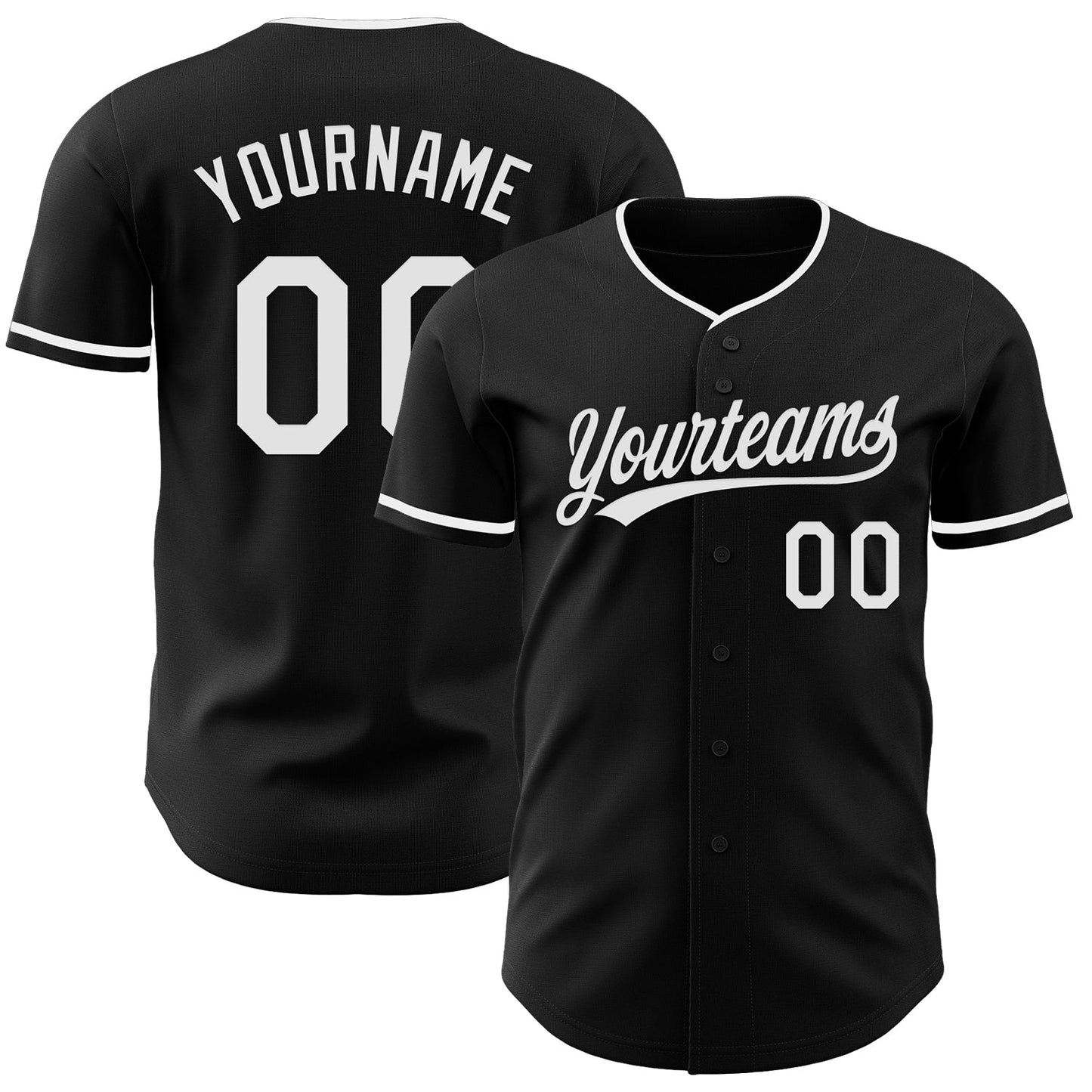 Custom Black White Authentic Baseball Jersey