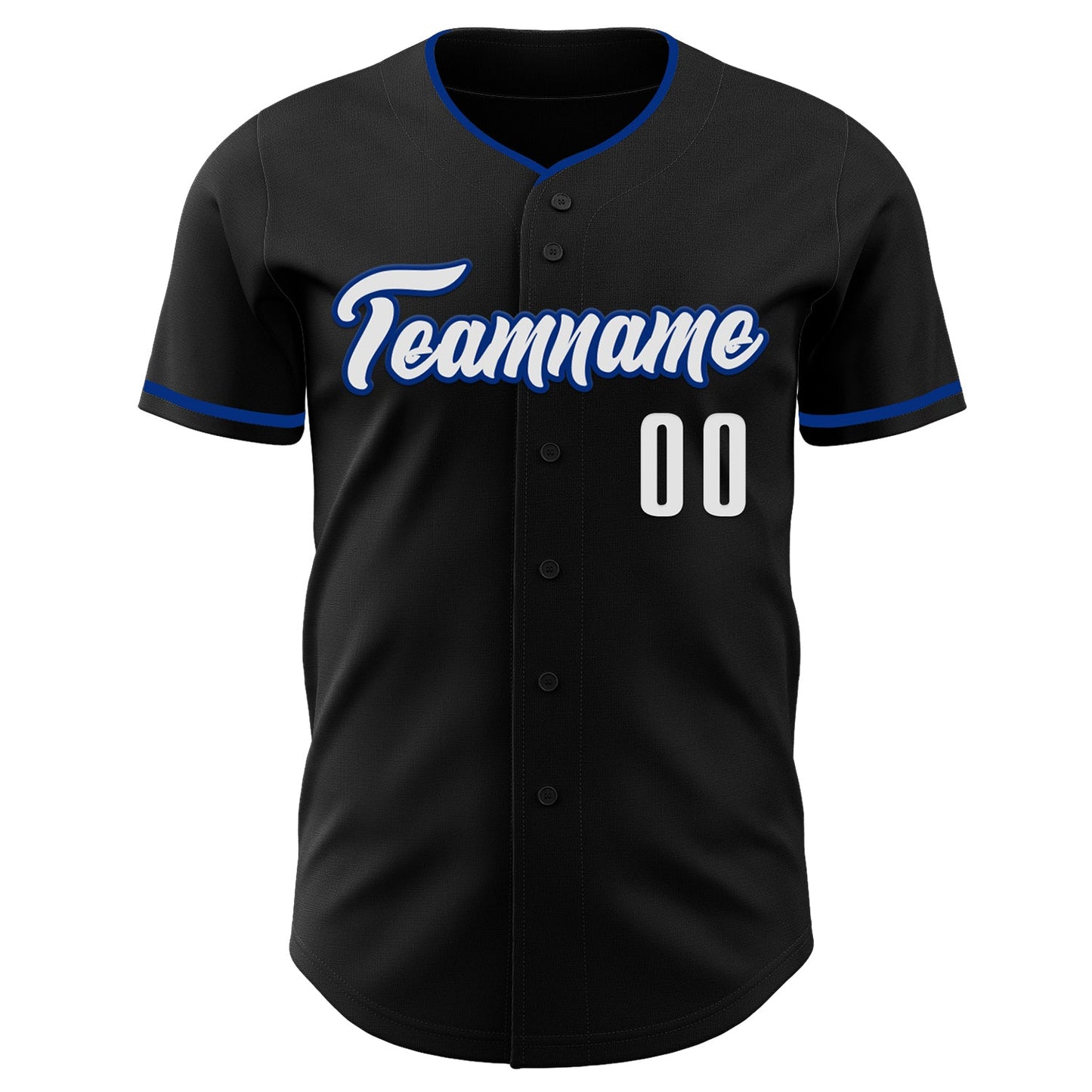 Custom Black White-Royal Authentic Baseball Jersey