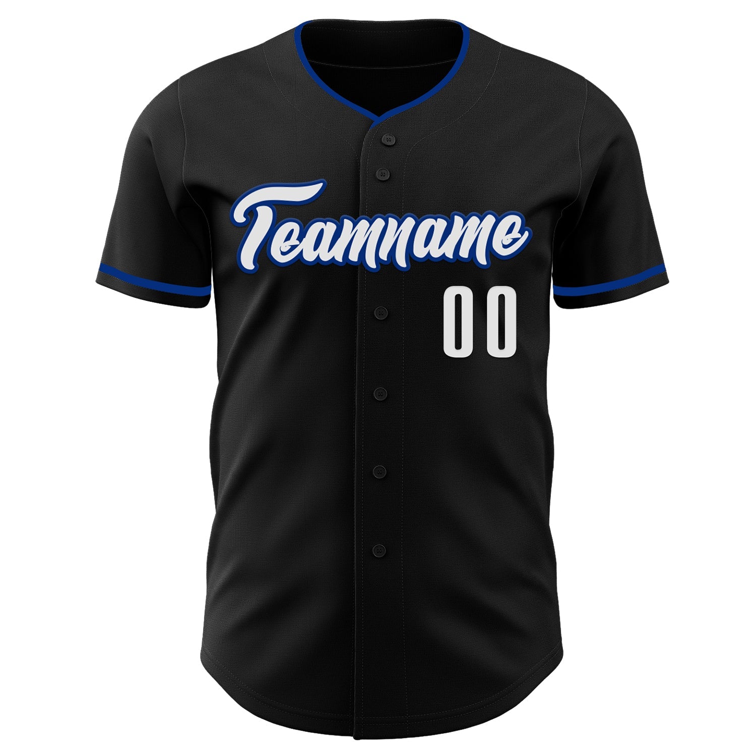 Custom Black White-Royal Authentic Baseball Jersey