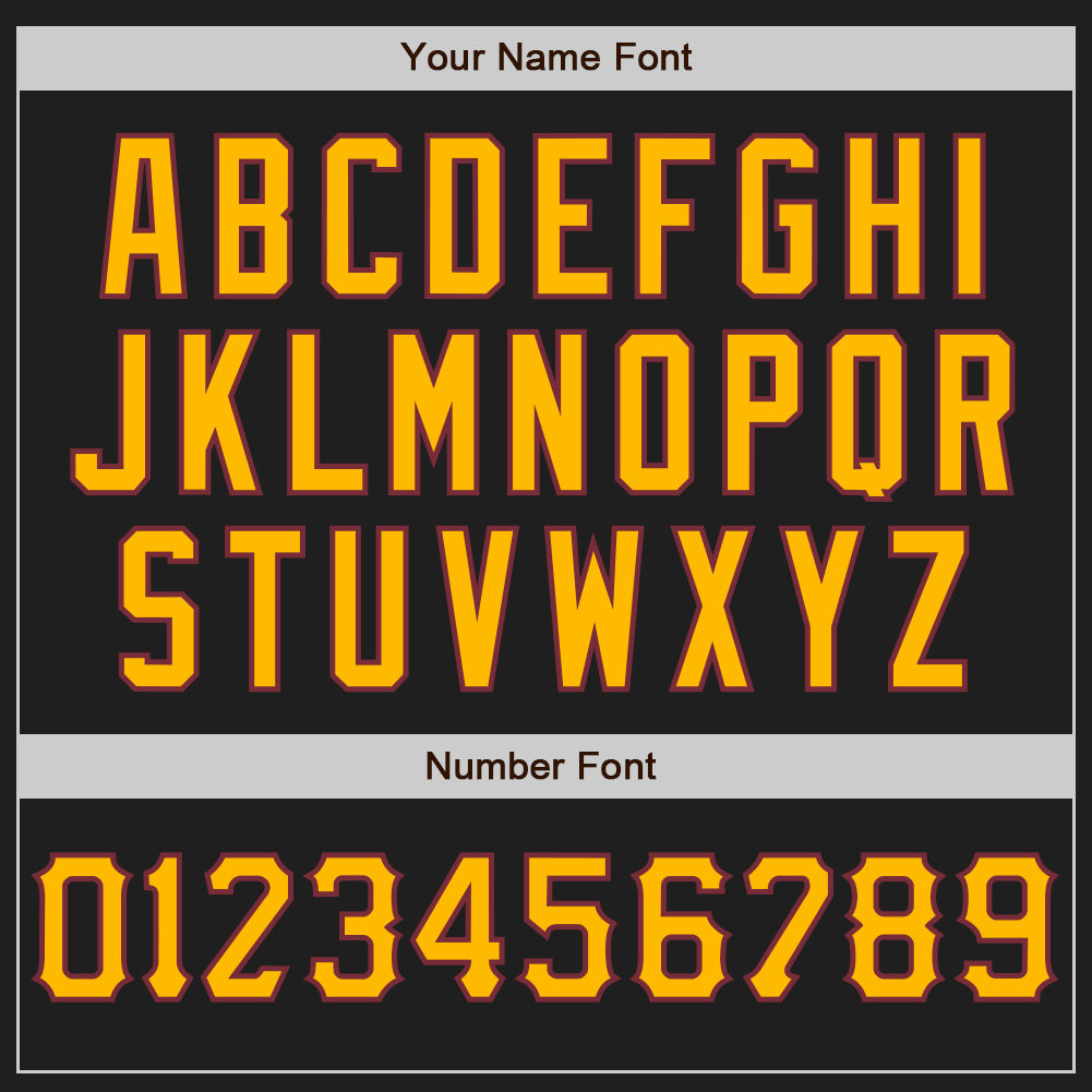 Custom Black Gold-Burgundy Authentic Baseball Jersey