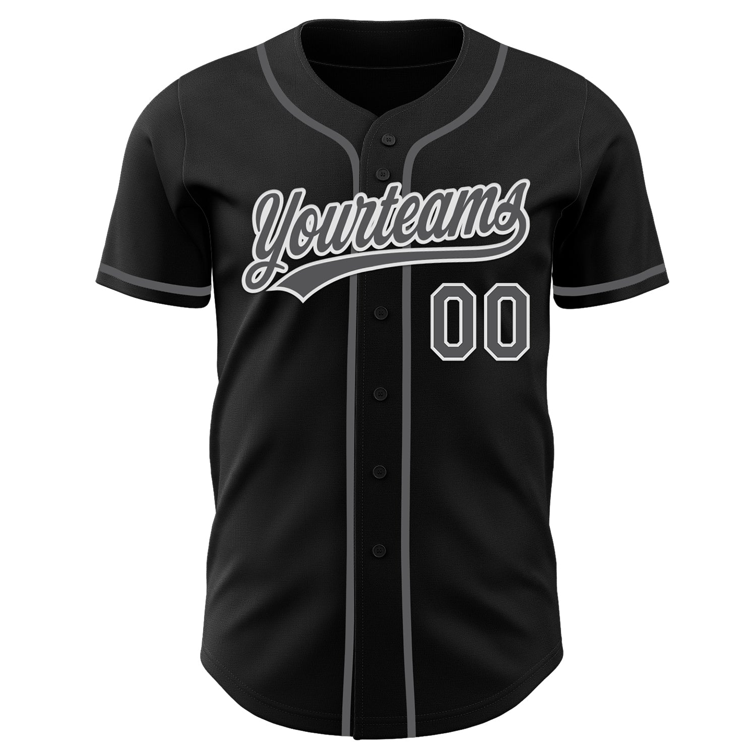 Custom Black Steel Gray-White Authentic Baseball Jersey