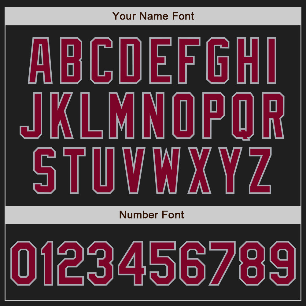 Custom Black Maroon-Gray Authentic Baseball Jersey