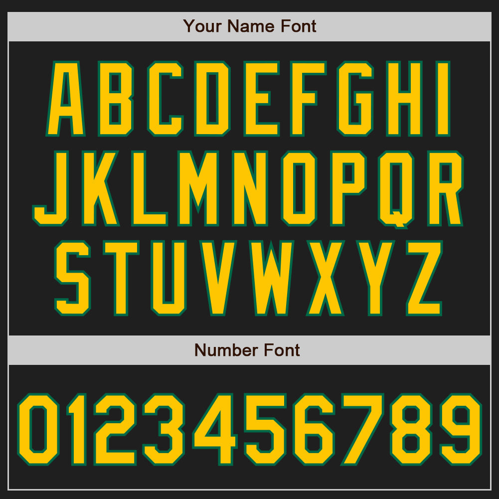 Custom Black Yellow-Kelly Green Authentic Baseball Jersey