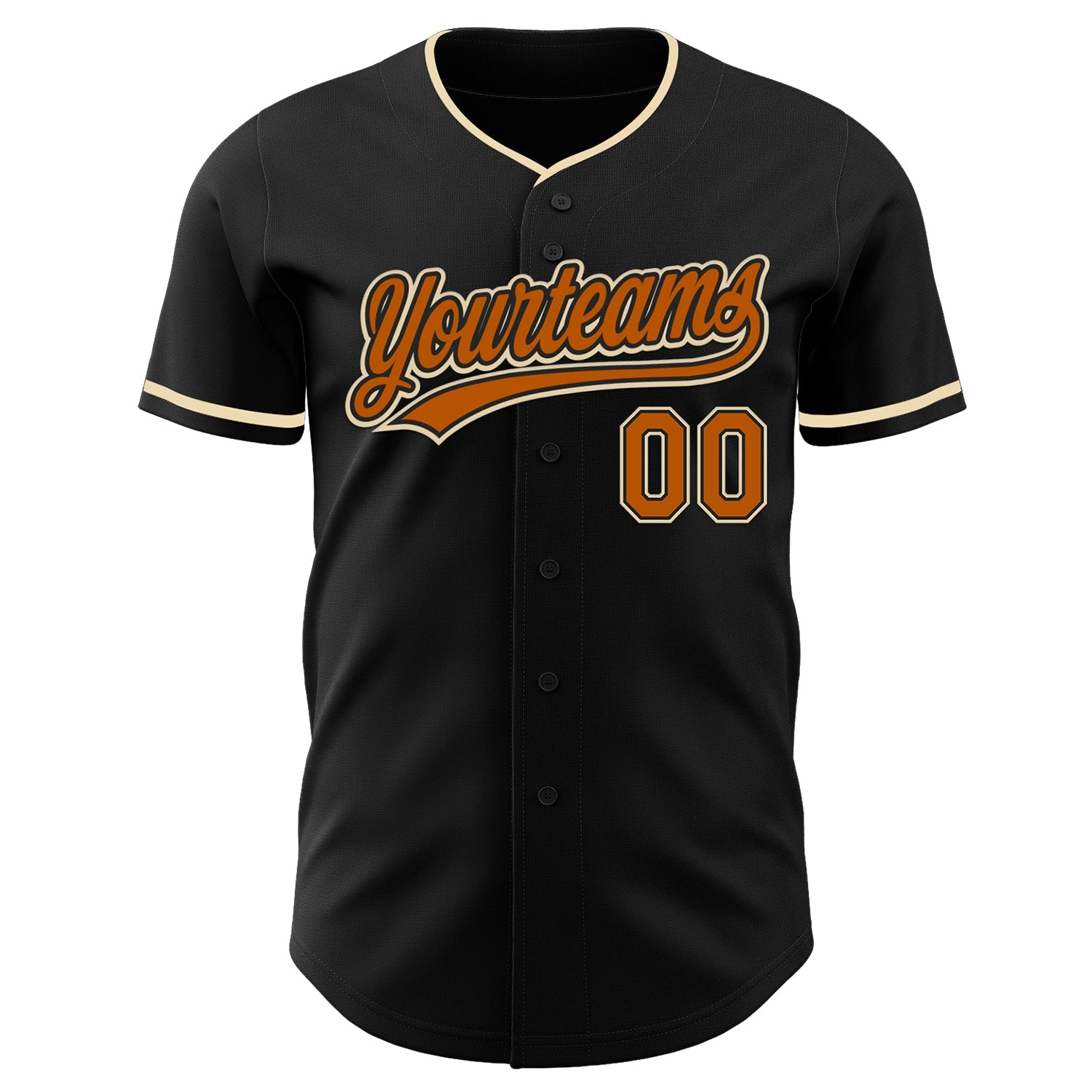 Custom Black Texas Orange-Cream Authentic Baseball Jersey