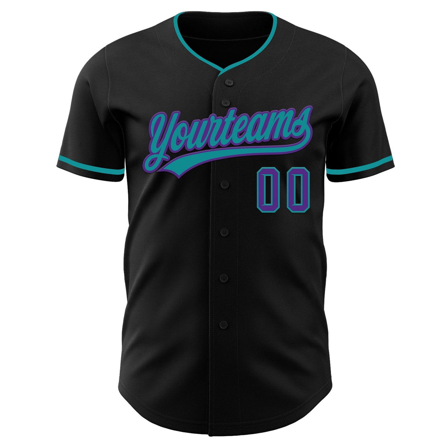 Custom Black Purple-Teal Authentic Baseball Jersey