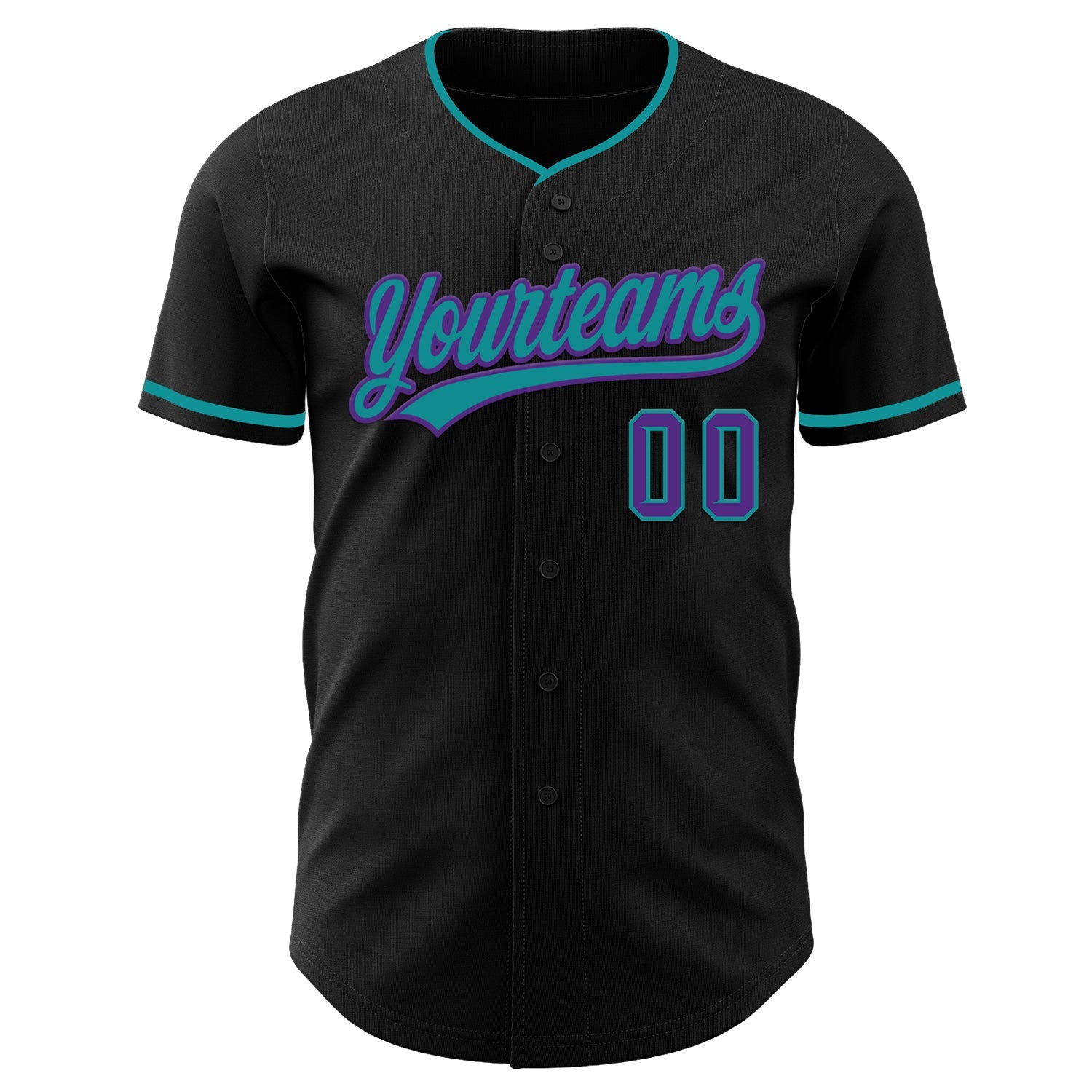 Custom Black Purple-Teal Authentic Baseball Jersey