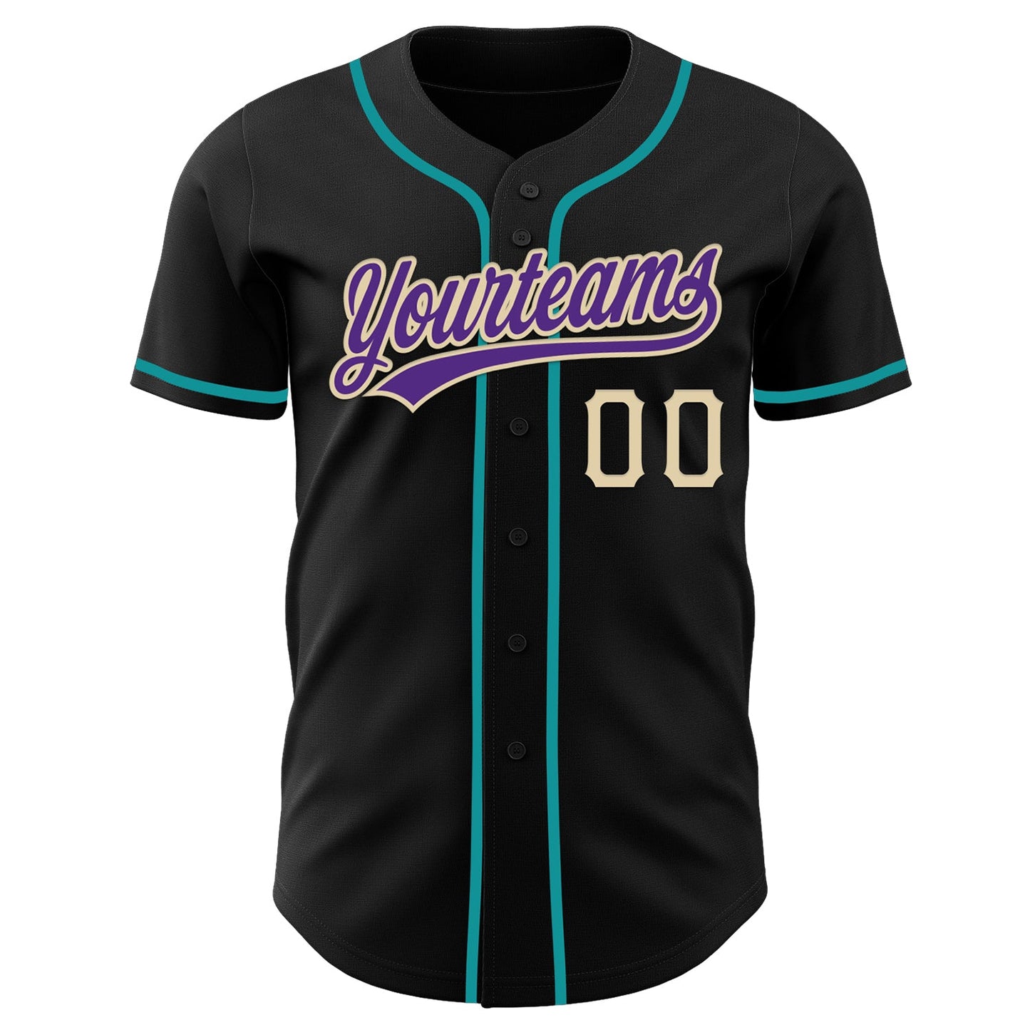 Custom Black Purple Cream-Teal Authentic Baseball Jersey