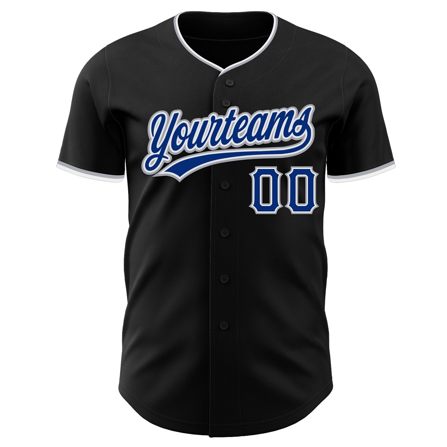 Custom Black Royal Gray-White Authentic Baseball Jersey