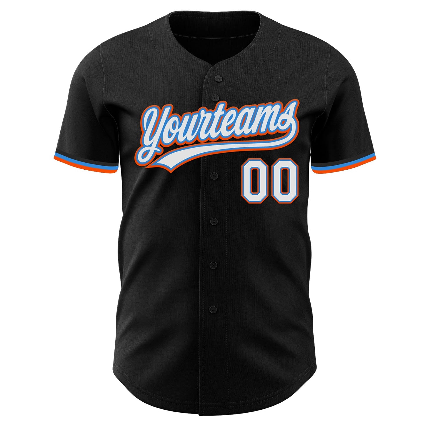 Custom Black White Electric Blue-Orange Authentic Baseball Jersey