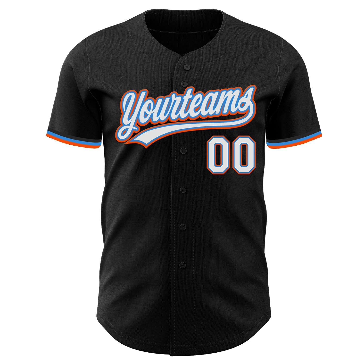 Custom Black White Electric Blue-Orange Authentic Baseball Jersey