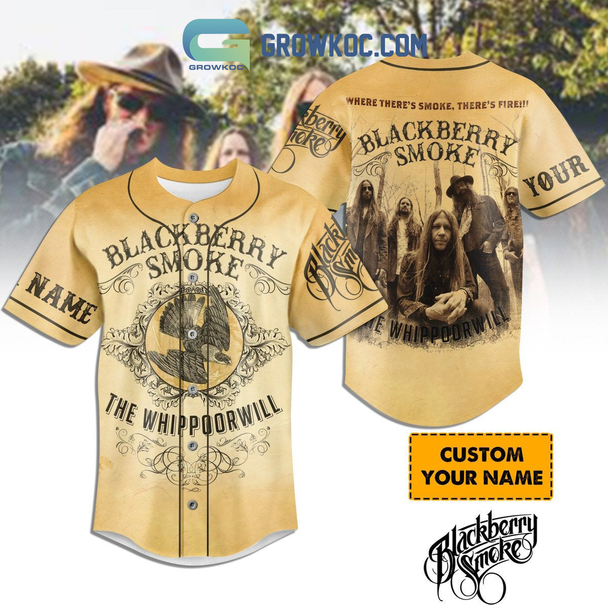 Blackberry Smoke The Whippoorwill Where There’s Smoke There’s Fire Personalized Baseball Jersey