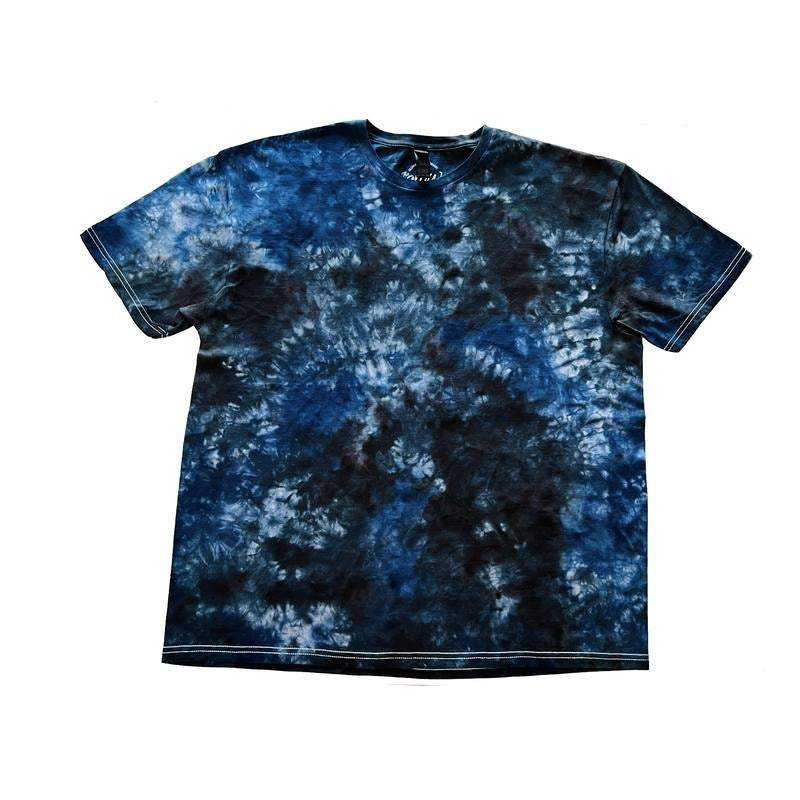 Blackout Navy Blue And Black Short-Sleeve Unisex Tie Dye T-Shirt Design for Casual Wear 100% Cotton Unisex Sizing True To...
