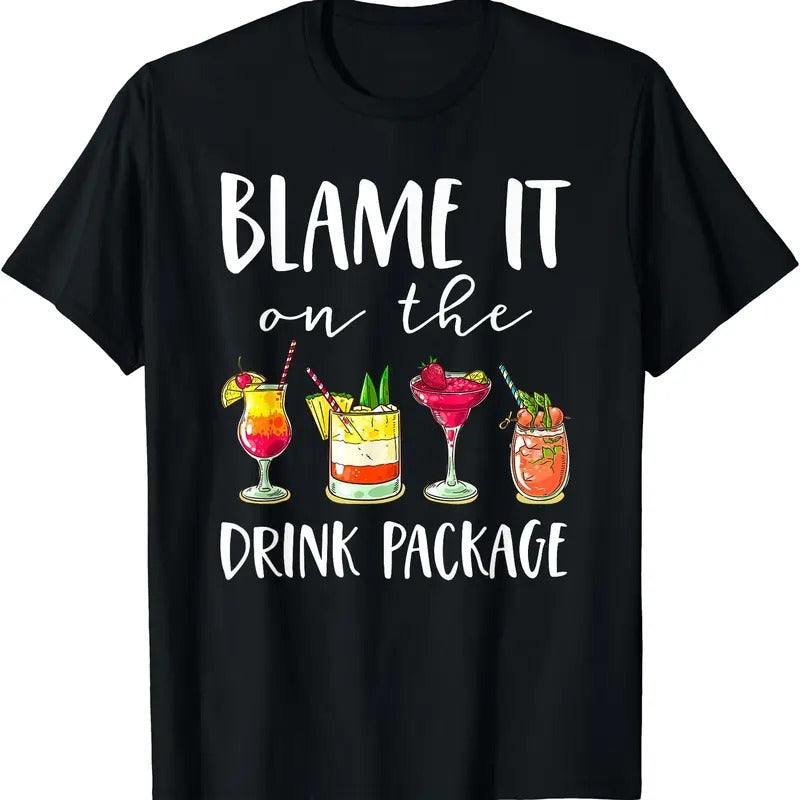 Blame It On The Drink Package T-Shirt | Unisex Cotton Tee Gift | Full Size Hoodie, Sweatshirt | WearSparks.com