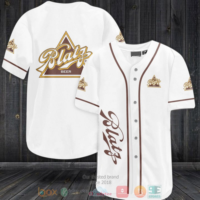 Blatz beer white brown Baseball shirt