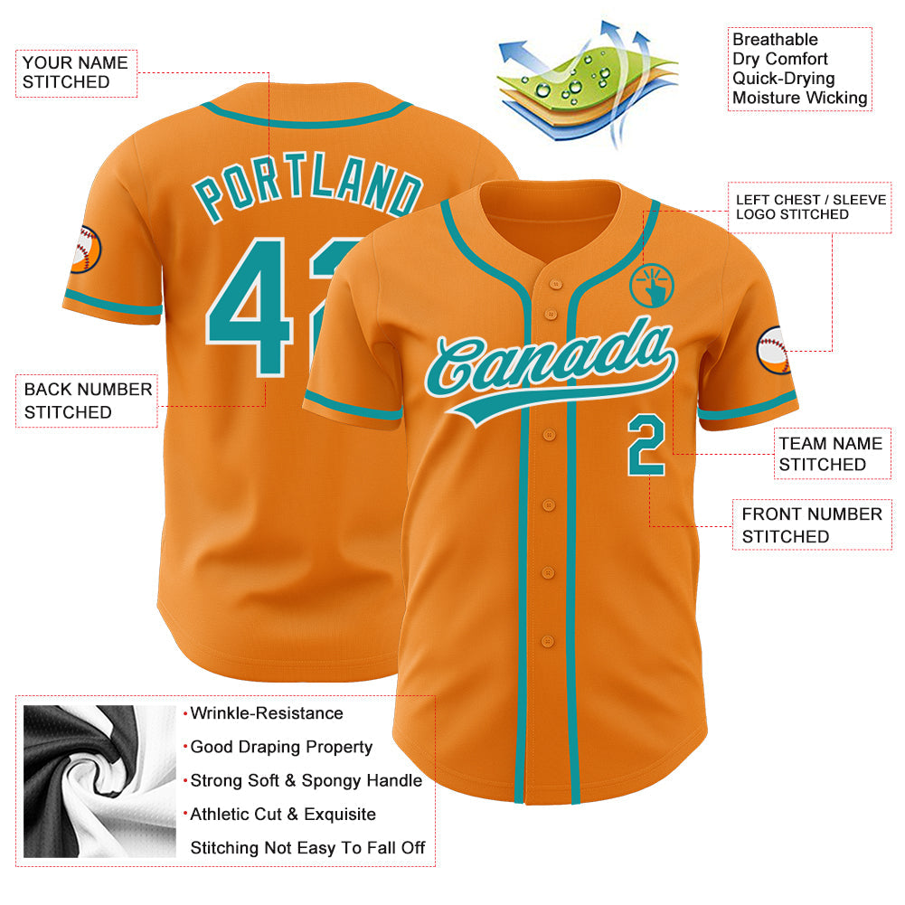 Custom Bay Orange Teal-White Authentic Baseball Jersey T-Shirts, Hoodie, Sweatshirt | WearSparks.com (Image 3)