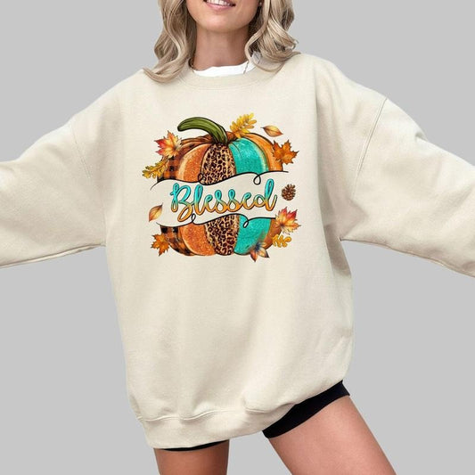 Blessed Pumpkin Shirt, Fall Vibes Sweatshirt, Fall Pumpkin T-Shirt, Autumn Comfort Tee, Western Pumpkin Sweatshirt, Fall...