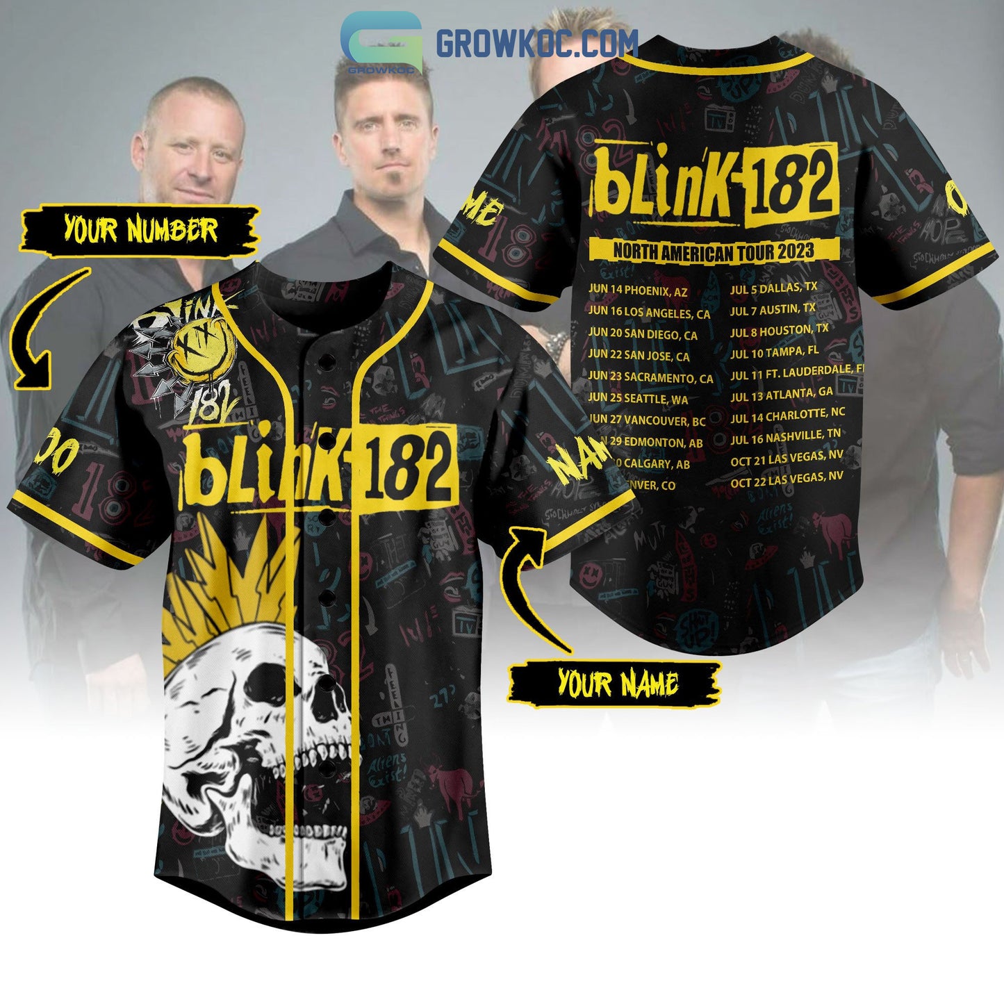 Blink 182 North American Tour 2023 Personalized Baseball Jersey