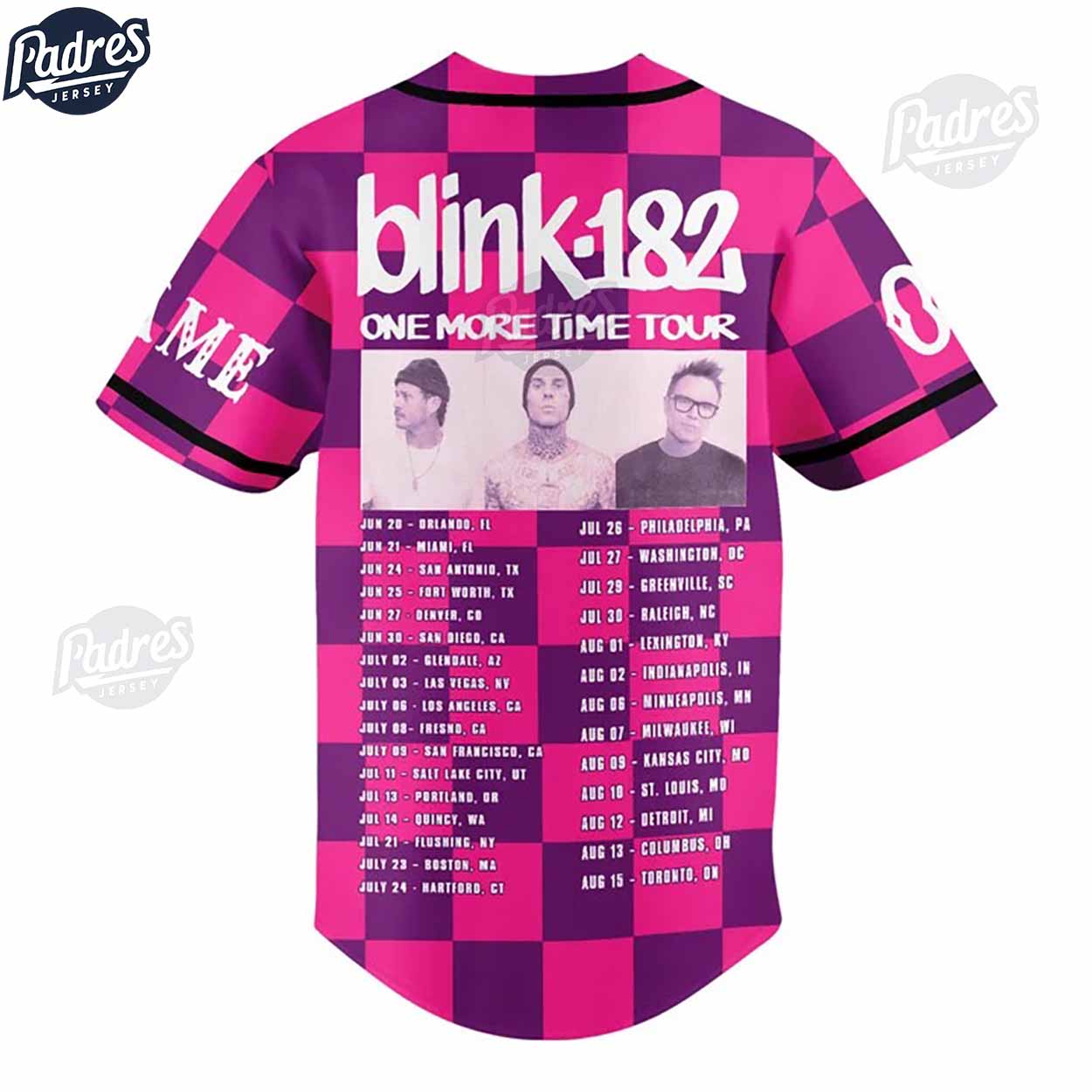 Blink-182 One More Time Pink Baseball Jersey Style - Padres Jersey Oasis: Elevate Your Baseball Style Game... (Image 2)