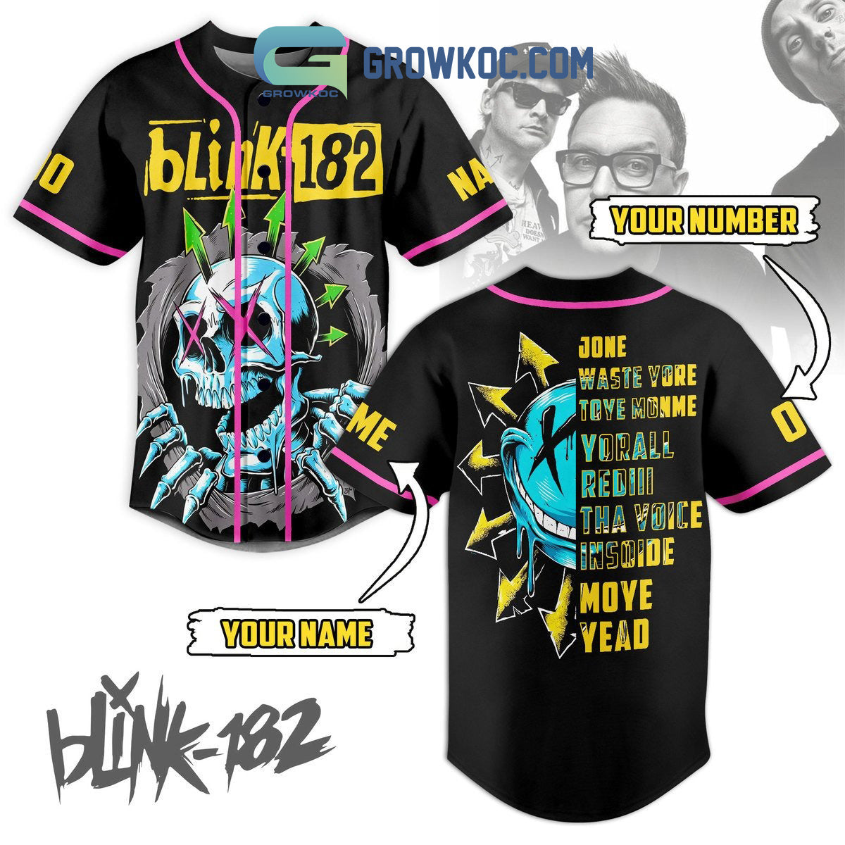 Blink-182 Yorall Redii Tha Voice Personalized Baseball Jersey