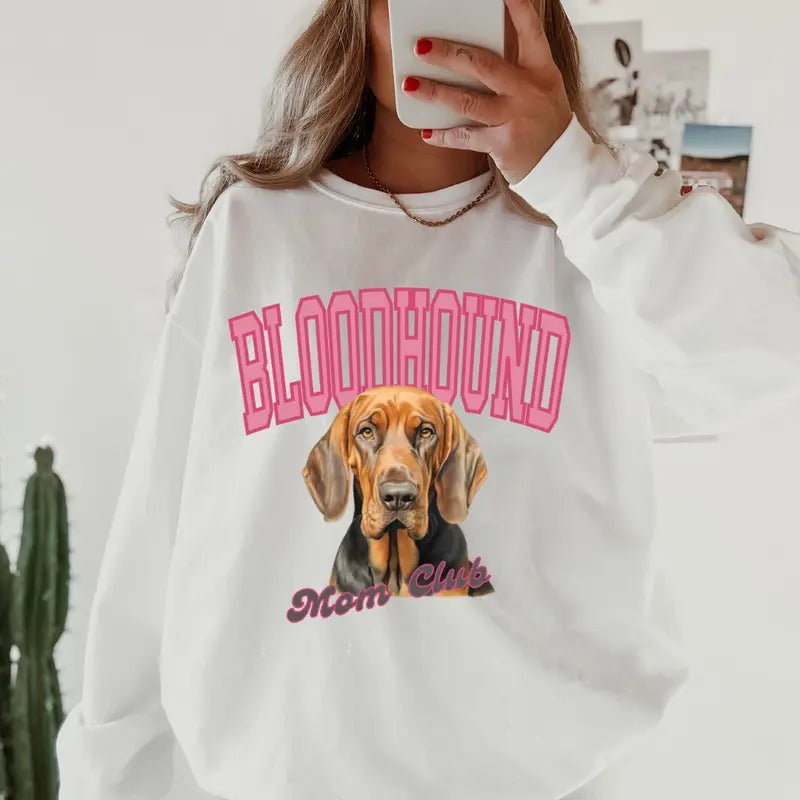 Bloodhound Mom Club Sweatshirt ~ Sweatshirt Unisex Apparel Relaxed Fit Printed in the USA Clothing Womenswear Casual and...