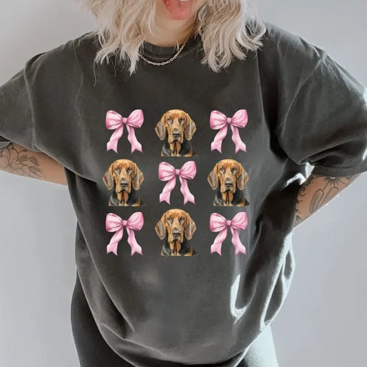 Bloodhound and bows Shirt~ Unisex Apparel Relaxed Fit Printed In The USA Clothing Womenswear Casual Comfort Cotton Top...