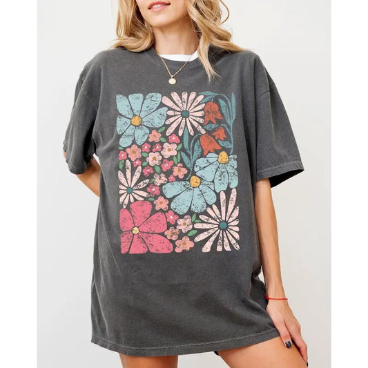 Blossoms, Gorgeous Abstract Flowers, Boho Floral Design, Summer Vibes, Gardening, Festival, Nature Shirt, Women's Comfort...