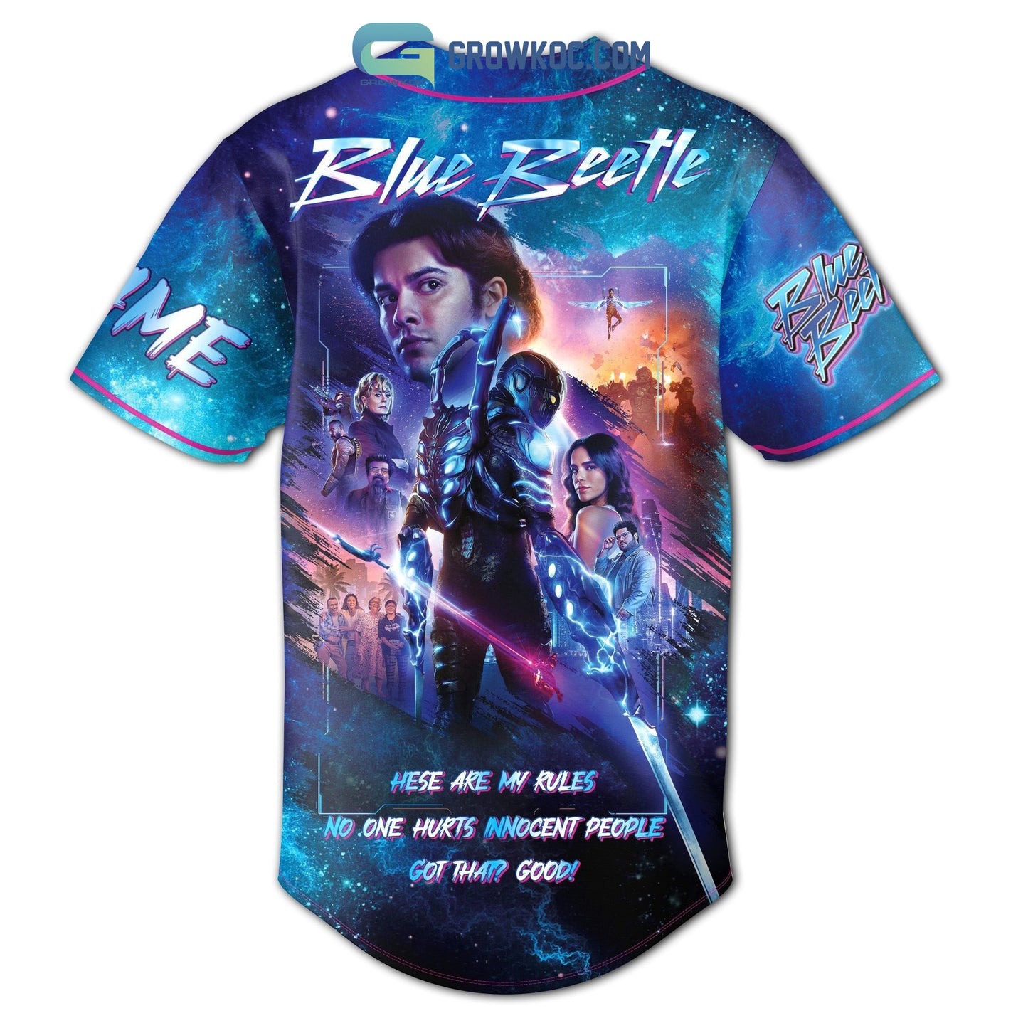 Blue Beetle Hese Are My Rules No One Hurts Innocent People Personalized Baseball Jersey