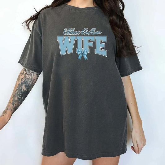 Blue Collar Wife Coquette Shirt, Coquette Spoiled Blue Collar Wifey Tee, Coquette Wifey Graphic Tee, Wifey Unhinged...
