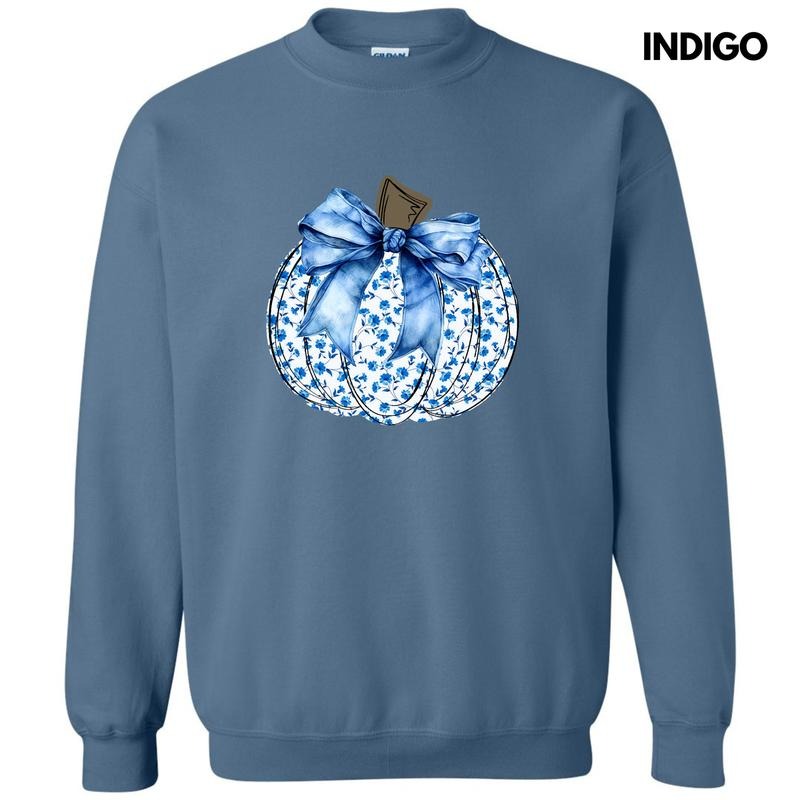 Blue Floral Pumpkin Sweatshirt 'NLB' T-Shirts, Hoodie | WearSparks.com