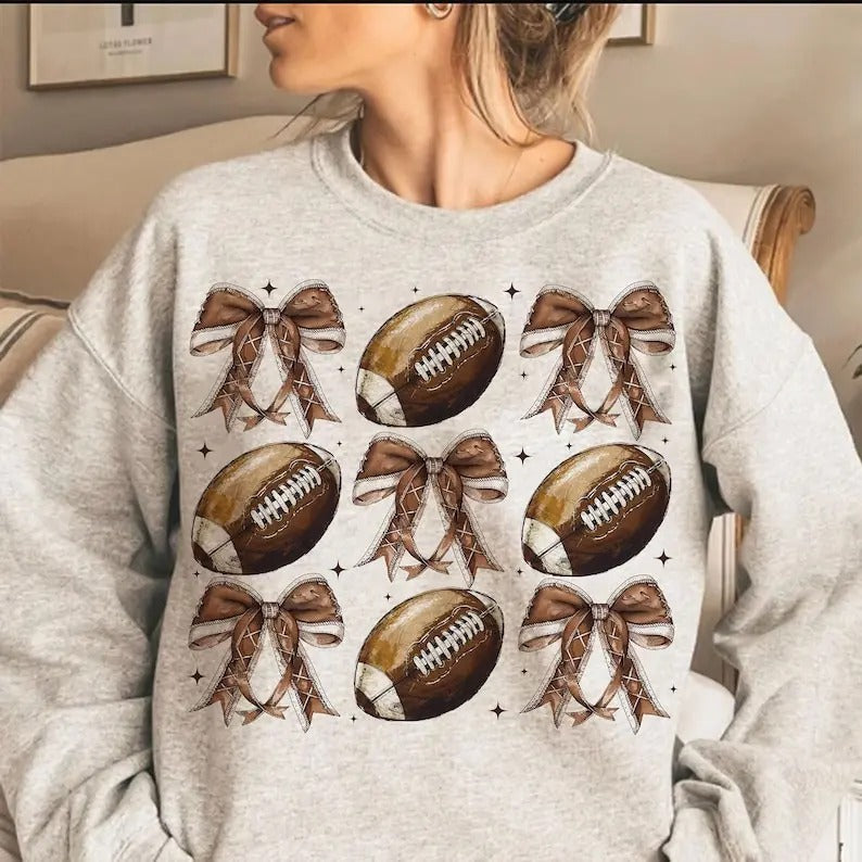 Blue Football sweatshirt, Cheer Football Coquette Bows sweatshirt, Retro Football sweatshirt, Football Game Day...