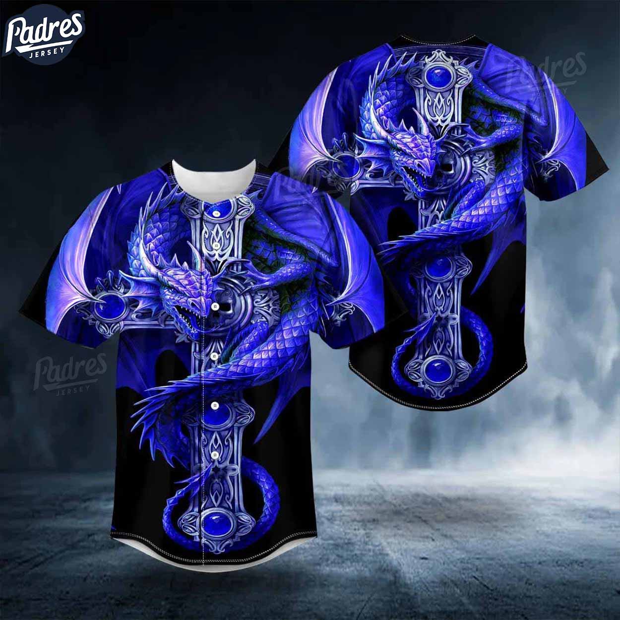 Blue Gothic Dragon Skull Baseball Jersey - Padres Jersey Oasis: Elevate Your Baseball Style Game T-Shirts, Hoodie, Sweatshirt