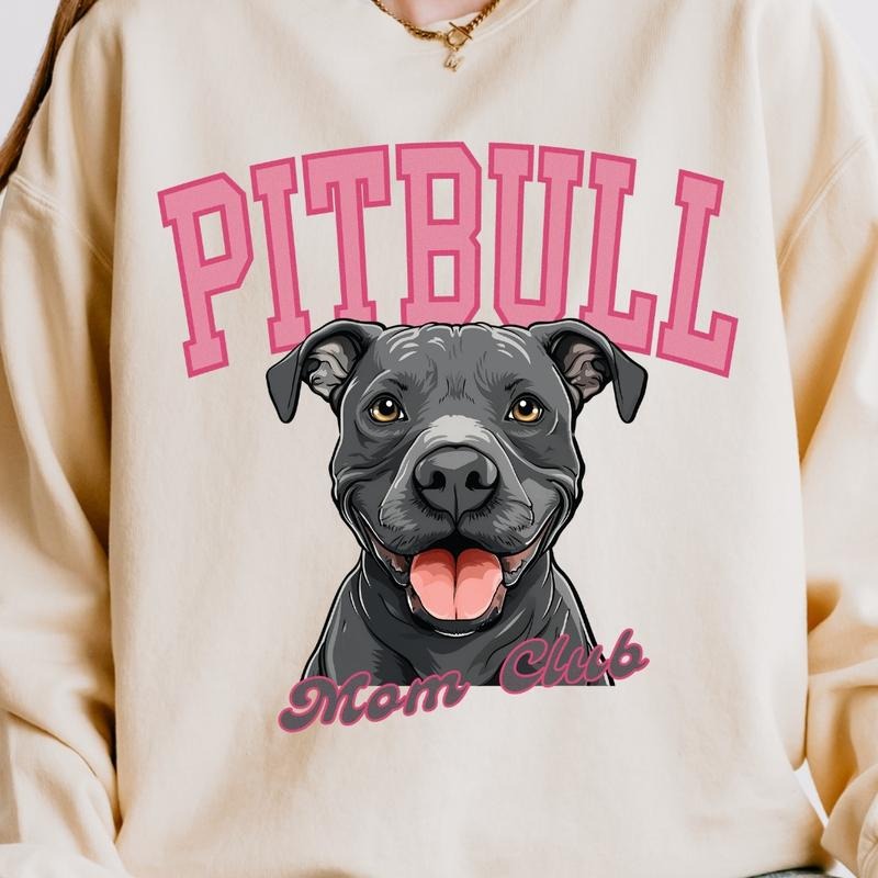 Blue Pitbull Mom Club Sweatshirt, Trendy Gift for Women, Personalized Dog Crewneck, Custom Presents T-Shirts, Hoodie