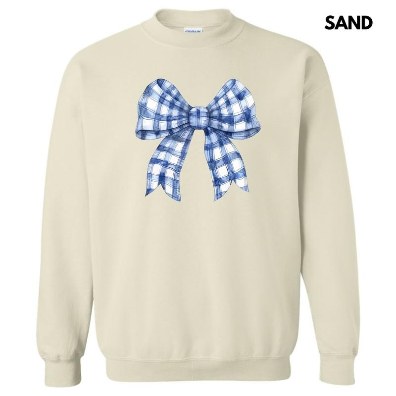 Blue Plaid Big Bow Sweatshirt 'NLB' T-Shirts, Hoodie | WearSparks.com