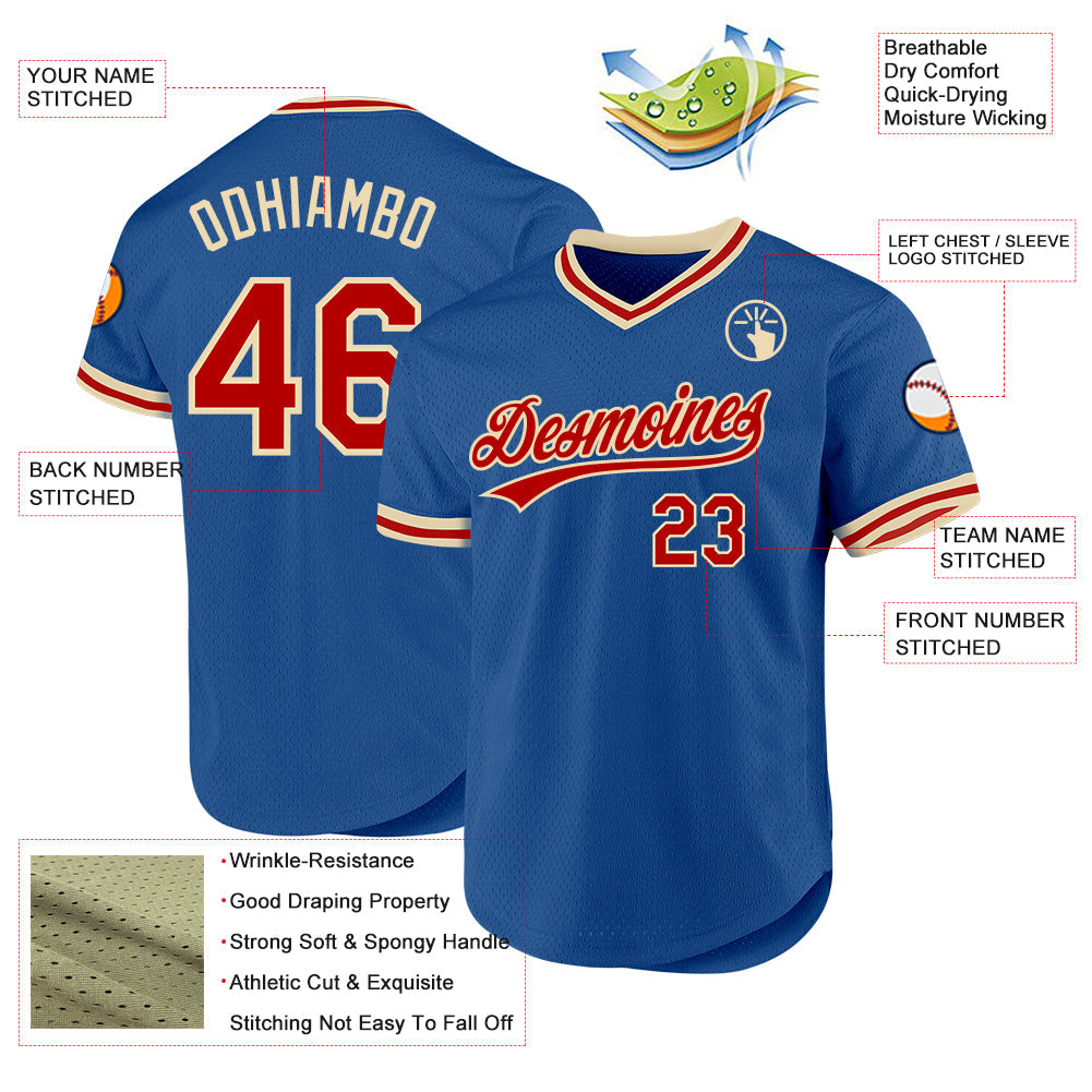 Custom Blue Red-Cream Authentic Throwback Baseball Jersey T-Shirts, Hoodie, Sweatshirt | WearSparks.com (Image 3)