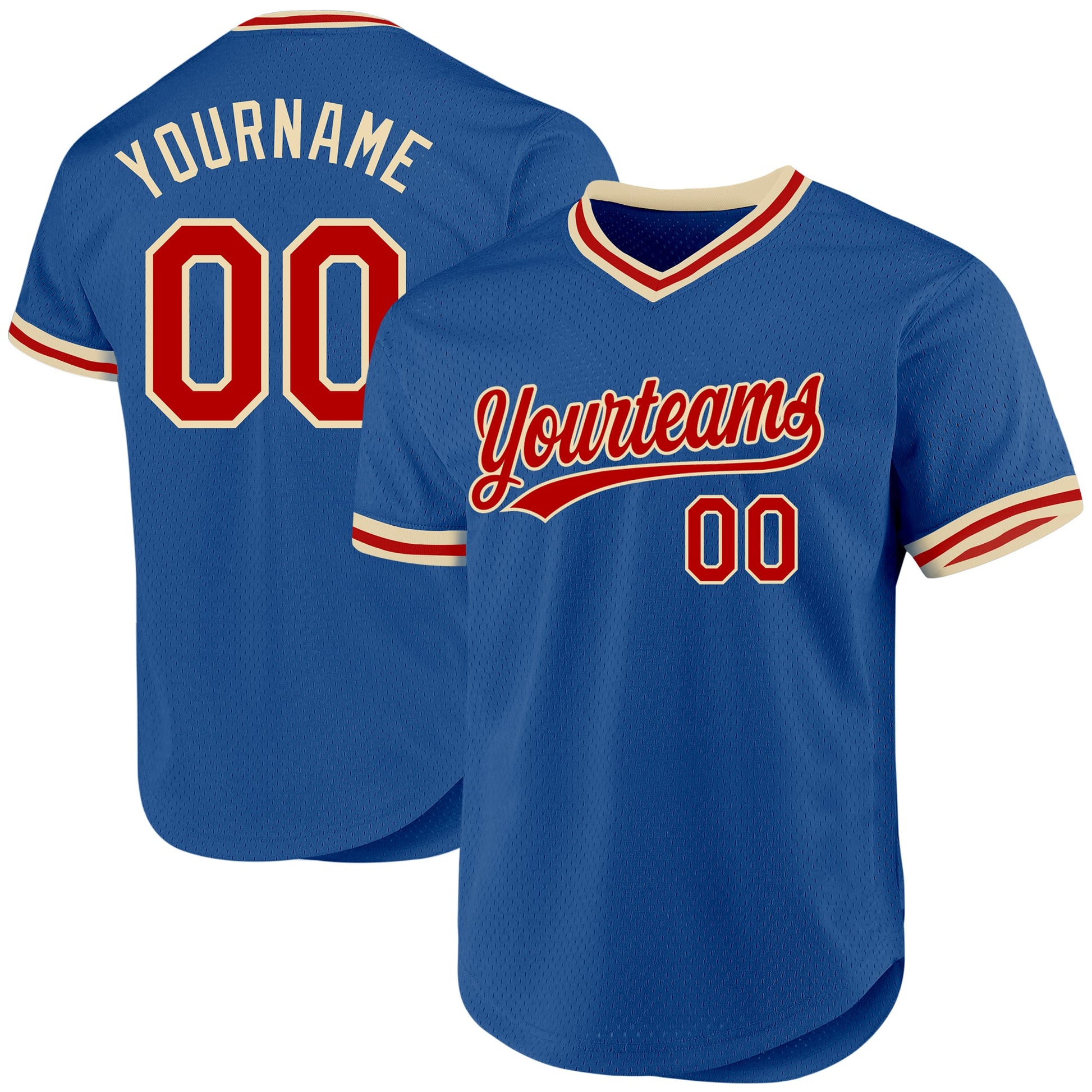 Custom Blue Red-Cream Authentic Throwback Baseball Jersey T-Shirts, Hoodie, Sweatshirt | WearSparks.com (Image 1)