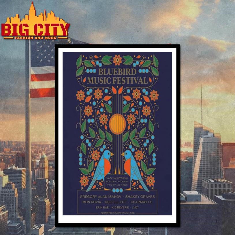 Bluebird Music Festival 4-18-4-19-2026 Boulder CO Poster Shirt