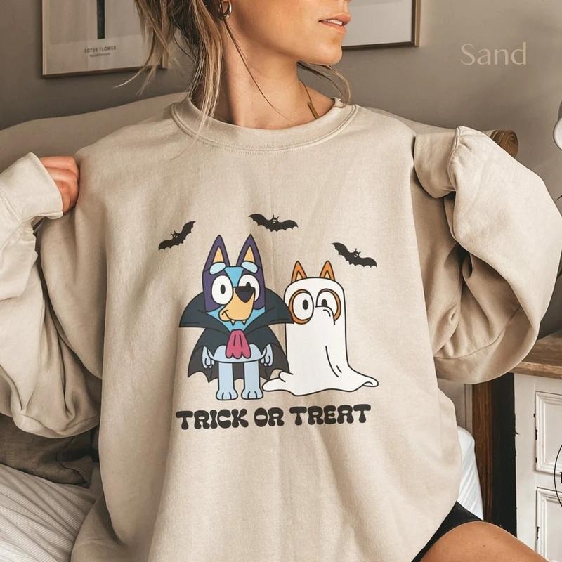 Bluey And Bingo, Halloween Shirt, Spooky Season Sweatshirt, Bluey Shirt, Halloween Sweatshirt, Trick or Treat, Halloween...