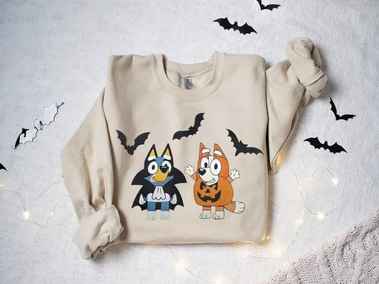 Bluey And Bingo, Halloween Shirt, Spooky Season Sweatshirt, Bluey Shirt, Halloween Sweatshirt, Trick or Treat, Halloween...