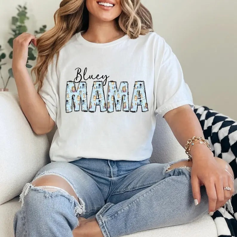 Bluey Mama Tshirt, Mama Shirt, Bluey Tshirt Adult, Mom Gift, Mom Shirt, Bluey Shirt, Unique Mom Shirt, Trendy Mama Shirt,...