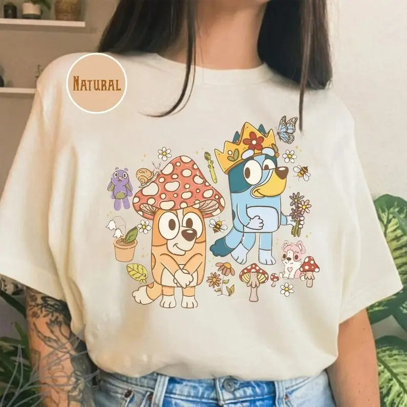 Bluey Mushroom Shirt, Bluey Shirt, Bluey and Bingo Shirt, Bluey Family Shirt, Bluey Friends Shirt, Bluey Mom Shirt...