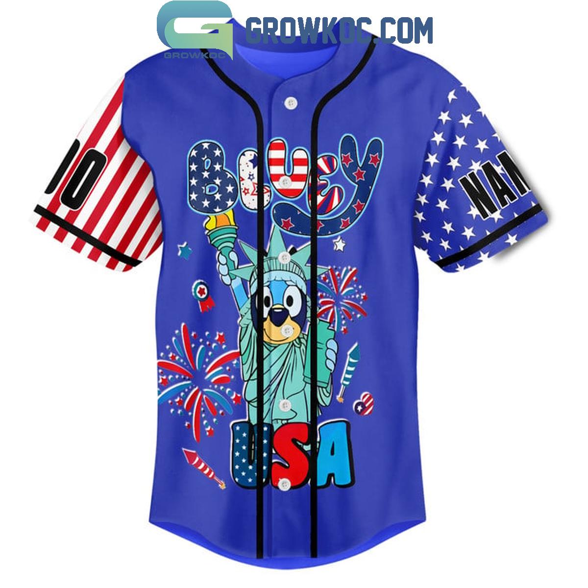 Bluey Red Wine And Bluey Fan Personalized Baseball Jersey
