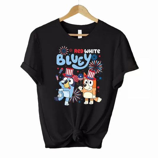 Bluey Shirt, Red White Bluey Fourth of July Shirt, Independence Day Shirt, Bluey 4th of July Shirt, Bluey Party In The...