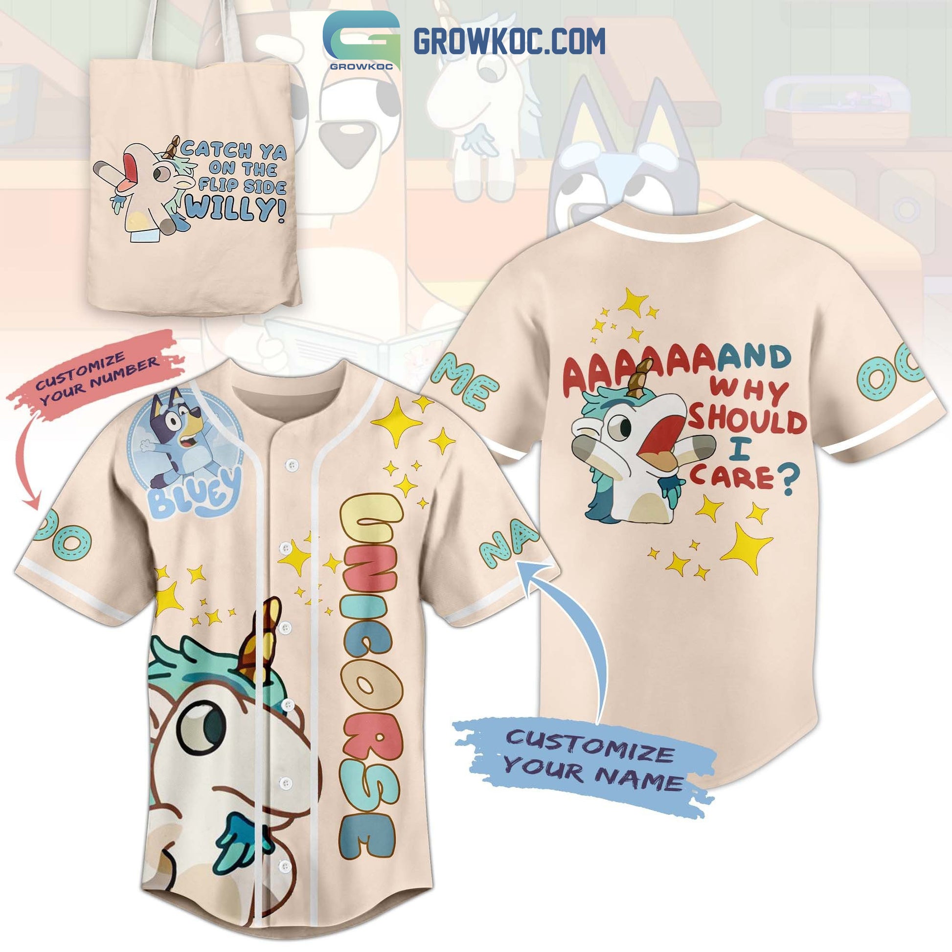 Bluey Unicorse And Why Should I Care Personalized Baseball Jersey