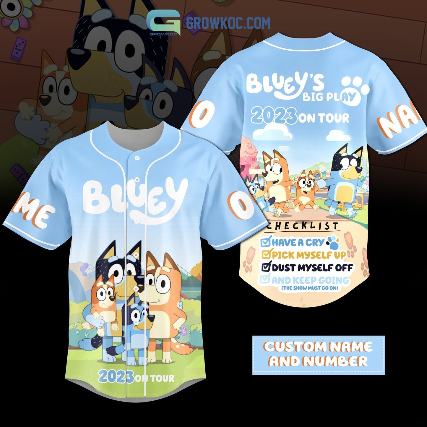Bluey’s Big Play 2023 On Tour Personalized Baseball Jersey