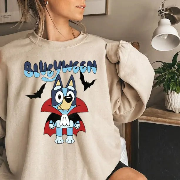 Blueyween Halloween Sweatshirt, Bluey Family Shirt, Spooky Season Sweatshirt, Halloween Shirt, Trick or Treat, Halloween...