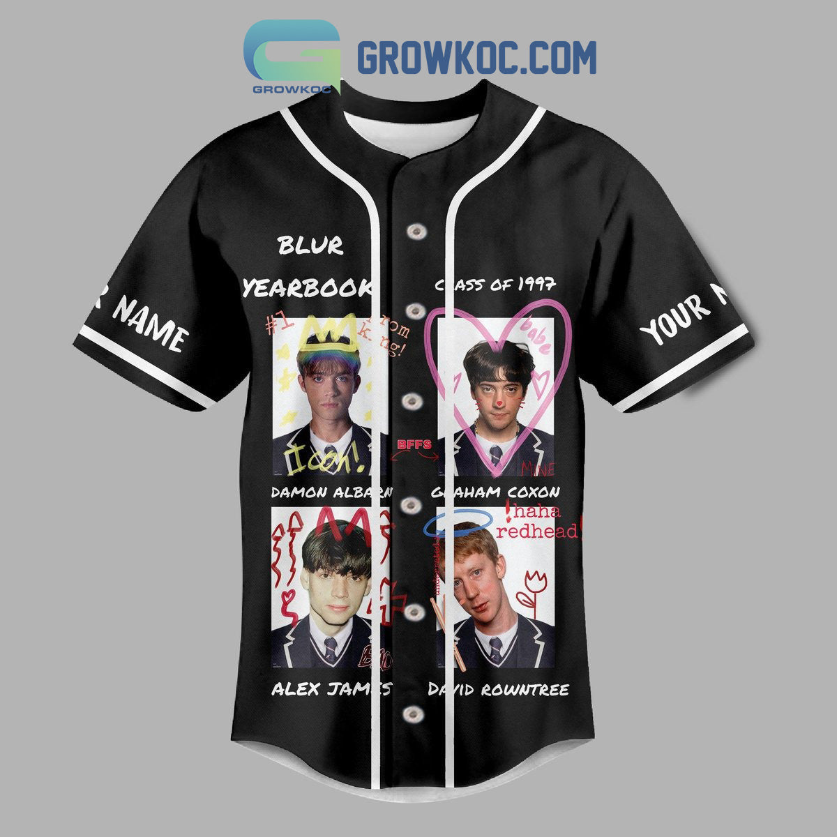 Blur Yearbook Class Of 1997 Personalized Baseball Jersey