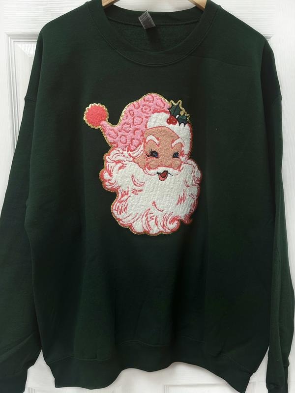 Blushing Santa on Forest Green Sweatshirt T-Shirts, Hoodie | WearSparks.com
