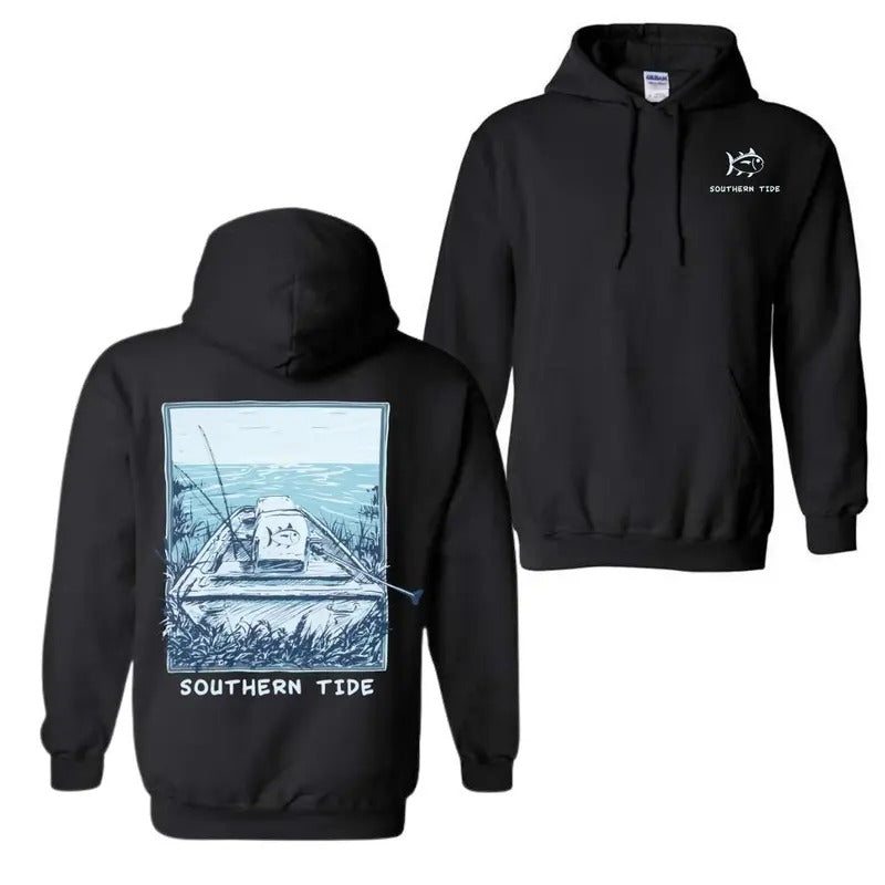 Boat Fishing T-Shirt, Hoodie 2 sides Trendy Shirt Full Color For men For women Sweatshirt | WearSparks.com